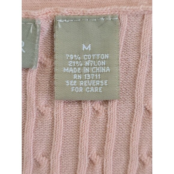 Field Gear Pink Button Cardigan Sweater Womens Medium Knit Preppy 3/4 Sleeve - Picture 8 of 9